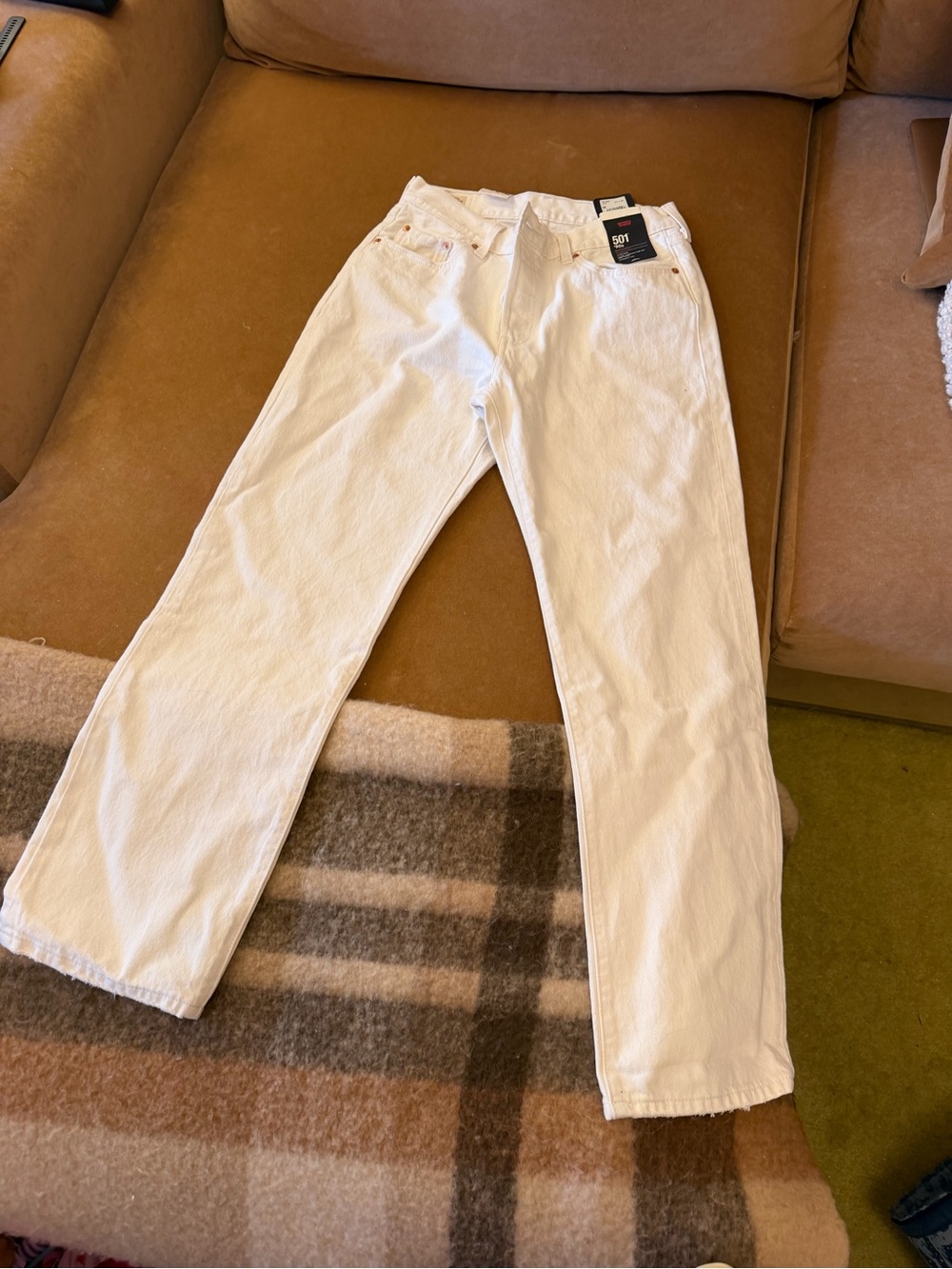 Levi's White 501 Button-Fly Jeans